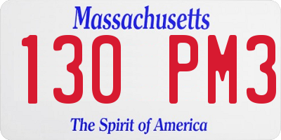MA license plate 130PM3