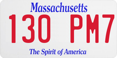MA license plate 130PM7