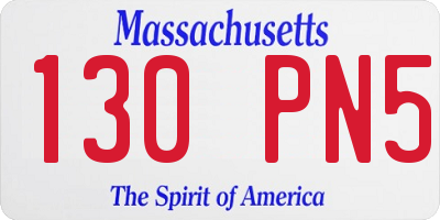 MA license plate 130PN5