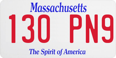 MA license plate 130PN9