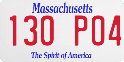 MA license plate 130PO4