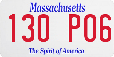 MA license plate 130PO6