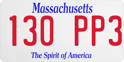 MA license plate 130PP3