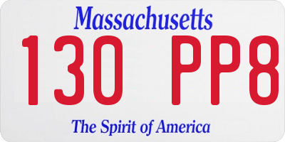 MA license plate 130PP8
