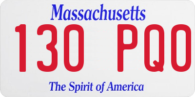 MA license plate 130PQ0