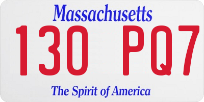 MA license plate 130PQ7