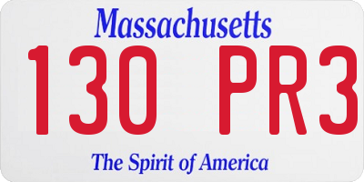 MA license plate 130PR3