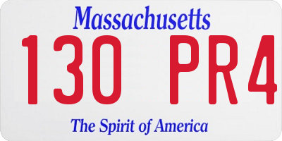 MA license plate 130PR4