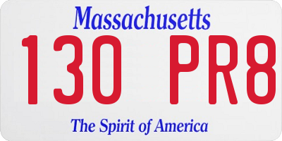 MA license plate 130PR8