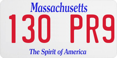 MA license plate 130PR9