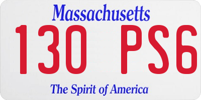 MA license plate 130PS6
