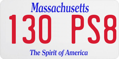 MA license plate 130PS8