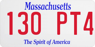 MA license plate 130PT4