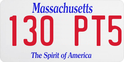 MA license plate 130PT5