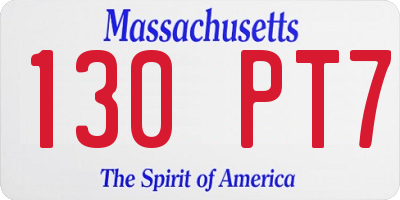 MA license plate 130PT7