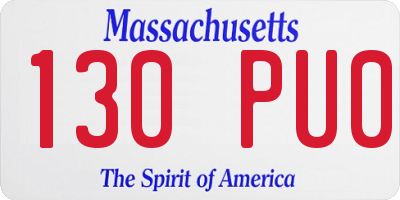 MA license plate 130PU0