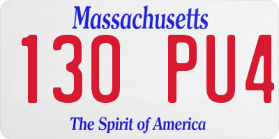MA license plate 130PU4