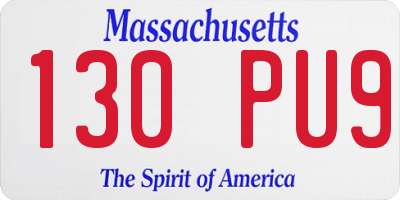 MA license plate 130PU9