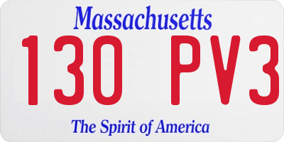 MA license plate 130PV3