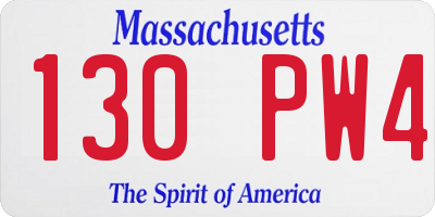 MA license plate 130PW4