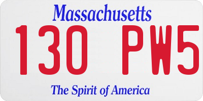 MA license plate 130PW5