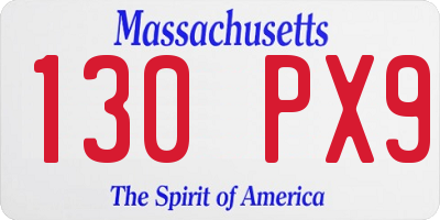 MA license plate 130PX9