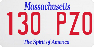 MA license plate 130PZ0
