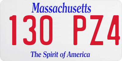 MA license plate 130PZ4