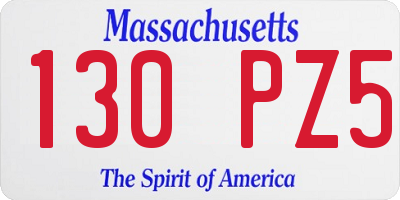 MA license plate 130PZ5