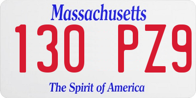 MA license plate 130PZ9