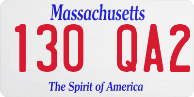 MA license plate 130QA2