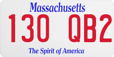 MA license plate 130QB2