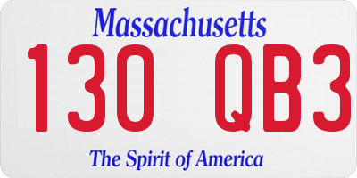 MA license plate 130QB3