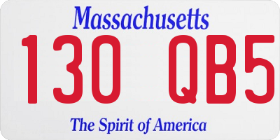 MA license plate 130QB5