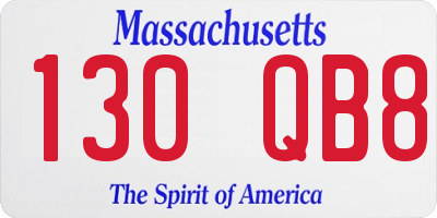 MA license plate 130QB8
