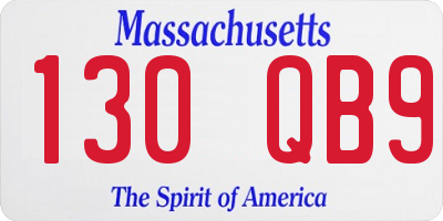 MA license plate 130QB9