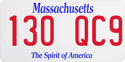 MA license plate 130QC9