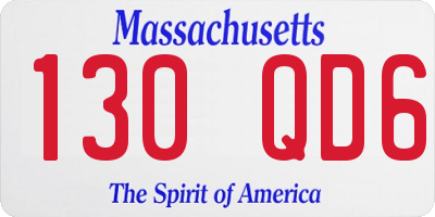 MA license plate 130QD6