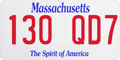 MA license plate 130QD7