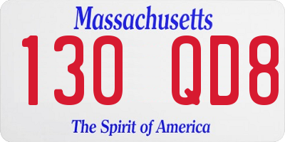 MA license plate 130QD8