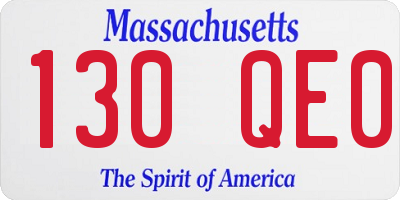 MA license plate 130QE0