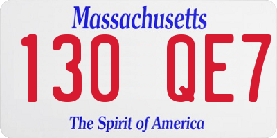 MA license plate 130QE7