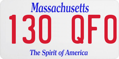 MA license plate 130QF0