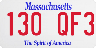 MA license plate 130QF3