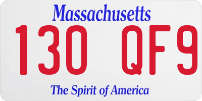 MA license plate 130QF9