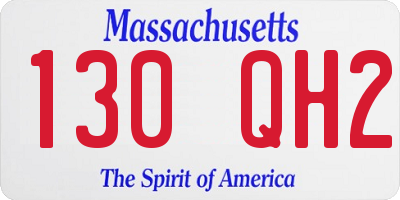 MA license plate 130QH2