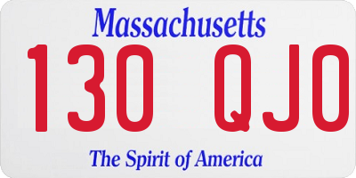 MA license plate 130QJ0