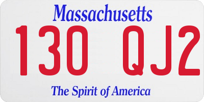 MA license plate 130QJ2
