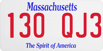 MA license plate 130QJ3