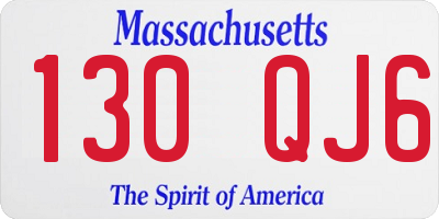 MA license plate 130QJ6
